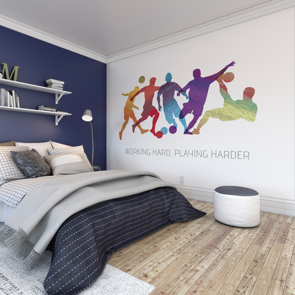 Origin Murals Geo Footballers Multicolour Wall Mural Image 1