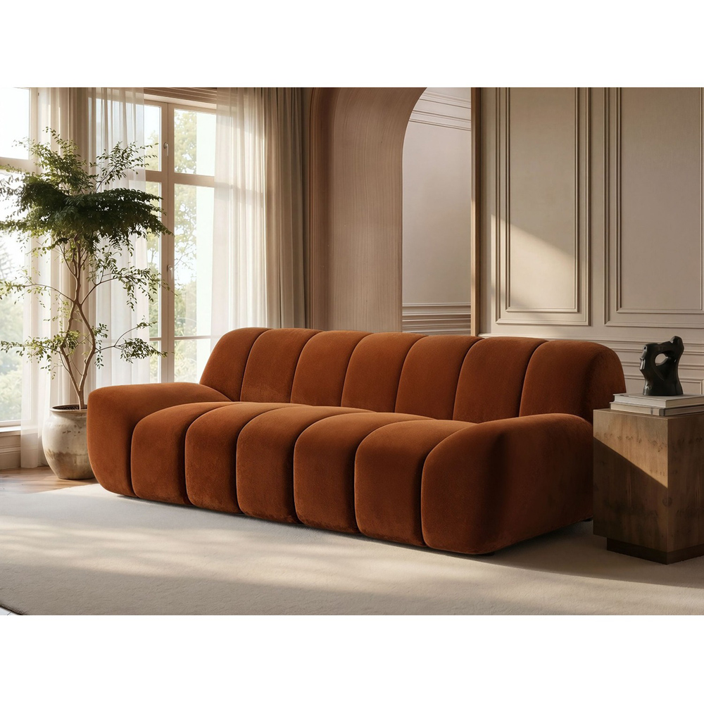SOLACE+CO Macy Burnt Orange Velvet Large 3 Seater Sofa Image 5
