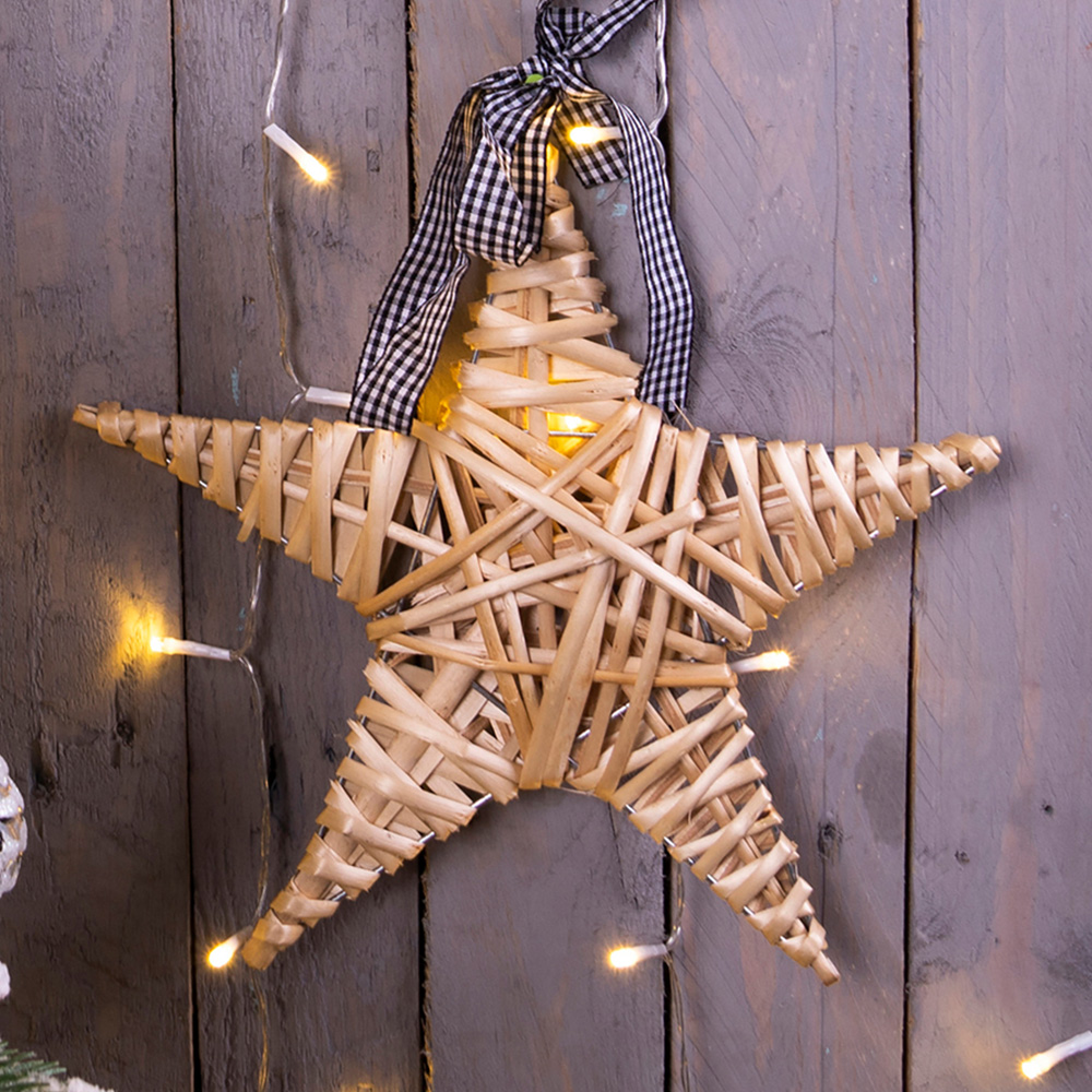 St Helens Natural Wicker Woven Willow Star Christmas Decoration Image 2