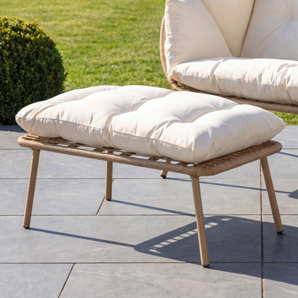 Artemis Home Cocona 2 Seater Cream PE Rattan Standing Egg Chair with Stool and Canopy Image 2