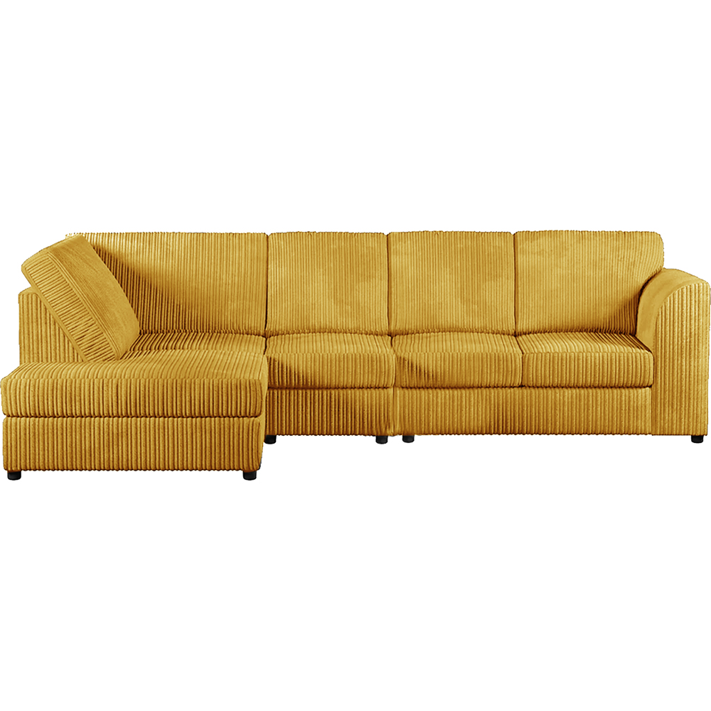 Luxor 4 Seater Mustard Jumbo Cord Left Hand Facing Full Back L Shaped Corner Sofa Set Image 2