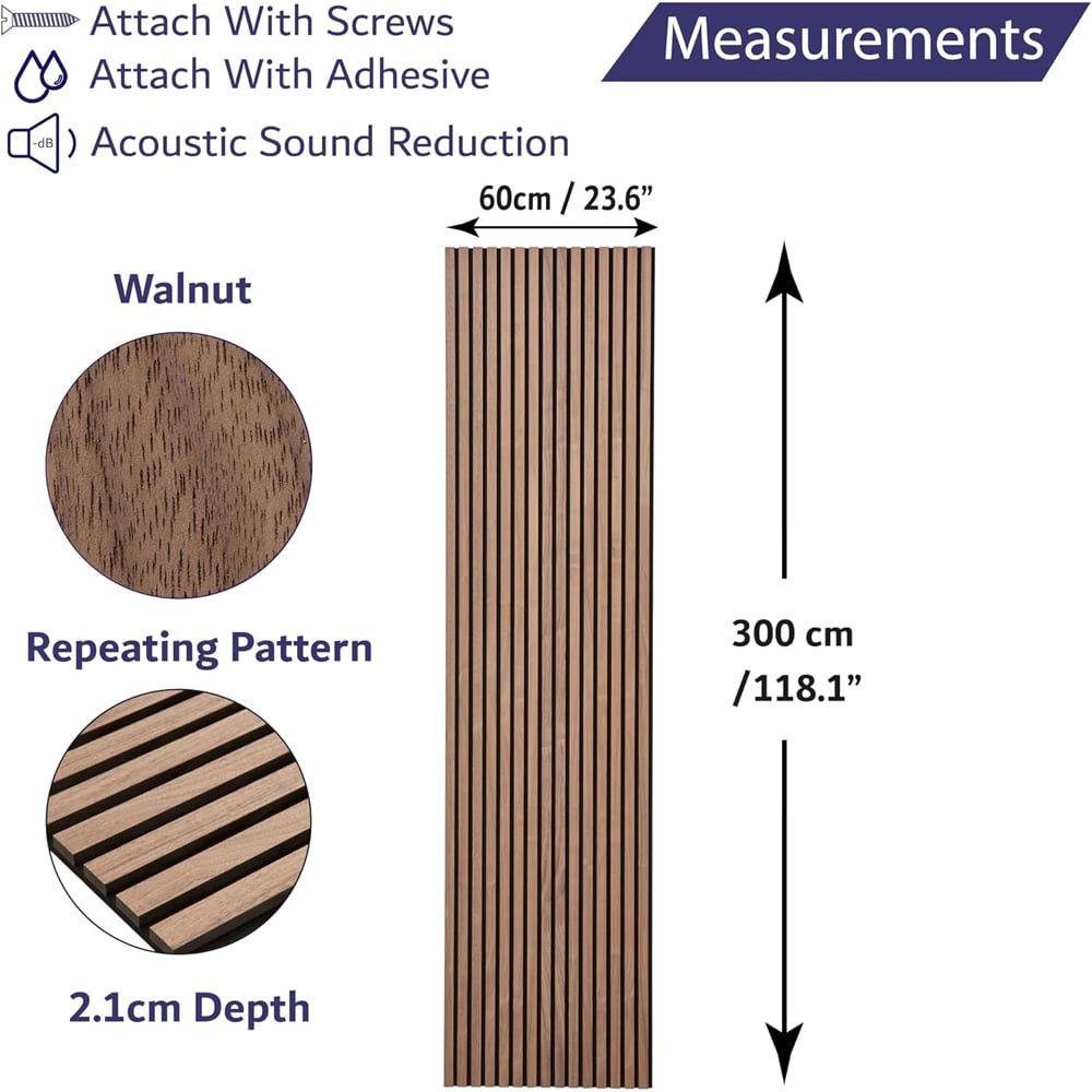 Home Treats Walnut Wooden 3D Acoustic Wall Panel 60 x 300cm Image 9