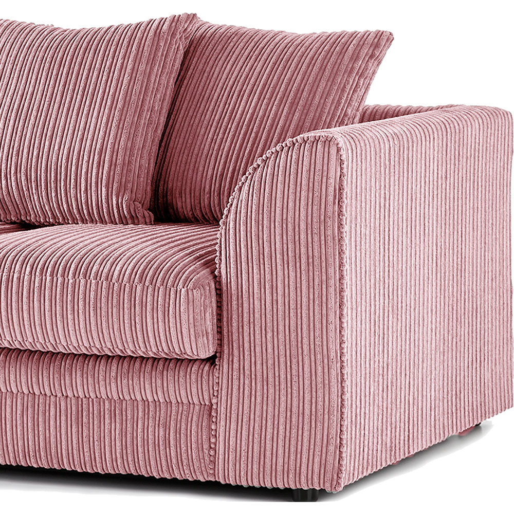 Luxor 3 Seater Pink Jumbo Cord Scatter Back Sofa Image 4