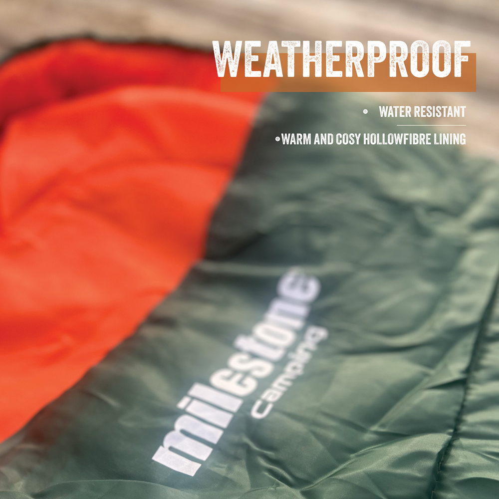 Milestone Camping 2 Seasons Single Green Mummy Sleeping Bag Image 6