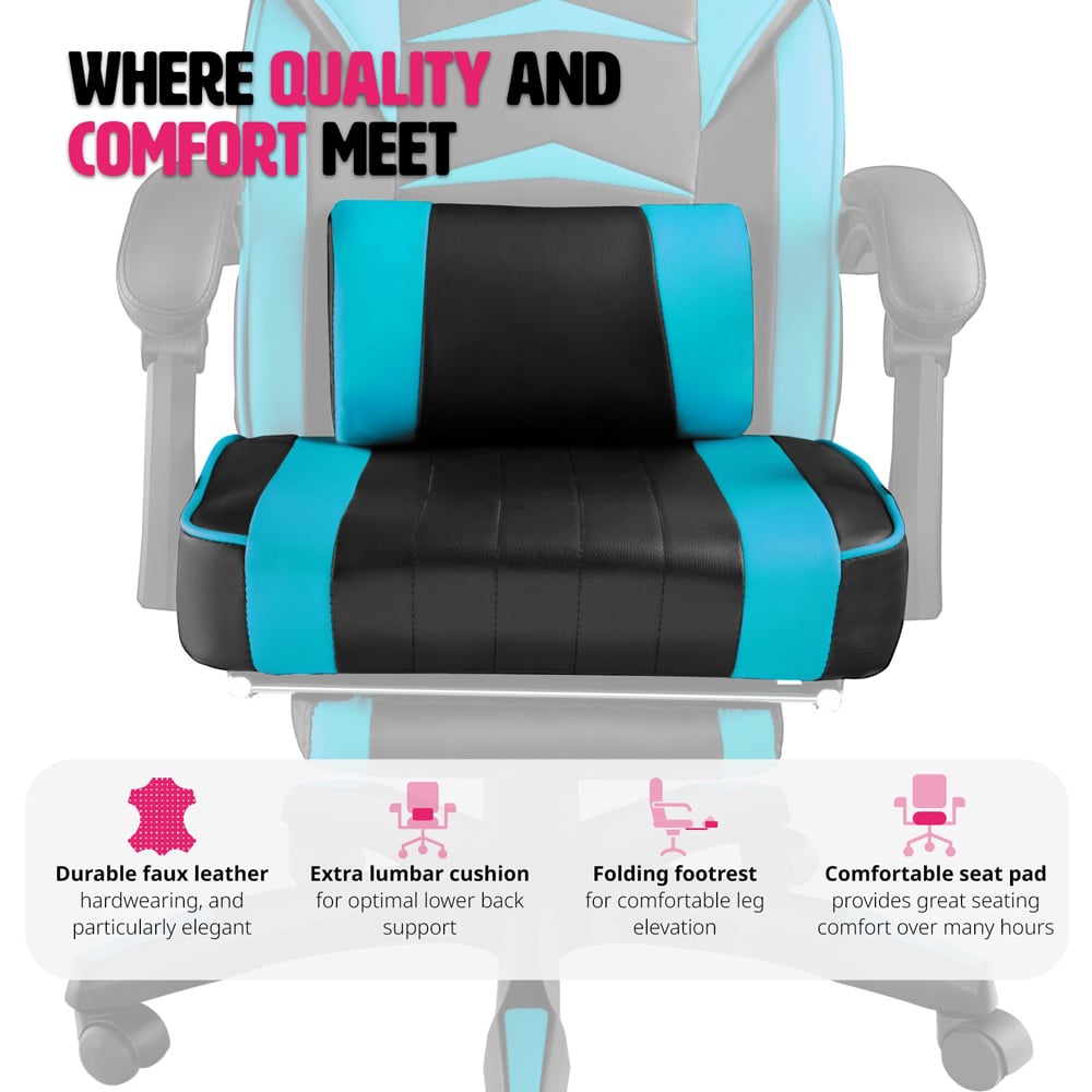 tectake Comodo Black and Azure Gaming Chair Image 8