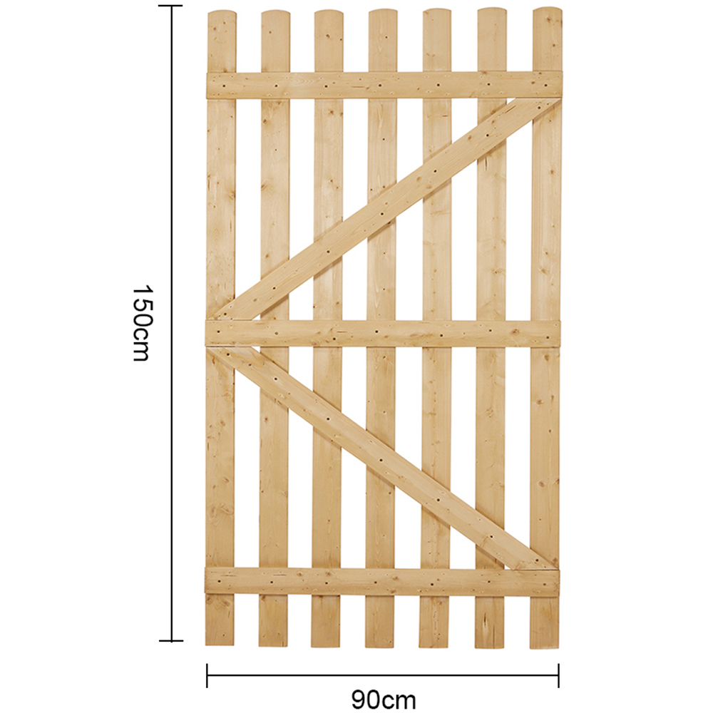 Living and Home Single Swing Wooden Garden Fence Gate with Latch 150 x 90cm Image 4
