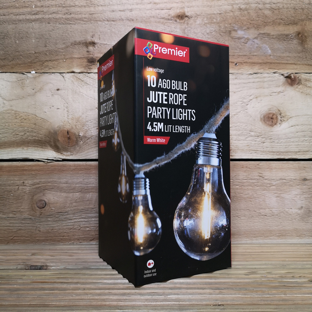 Samuel Alexander 10 Warm White A60 Bulb Jute Rope Party Festoon Light 4.5m Image 9