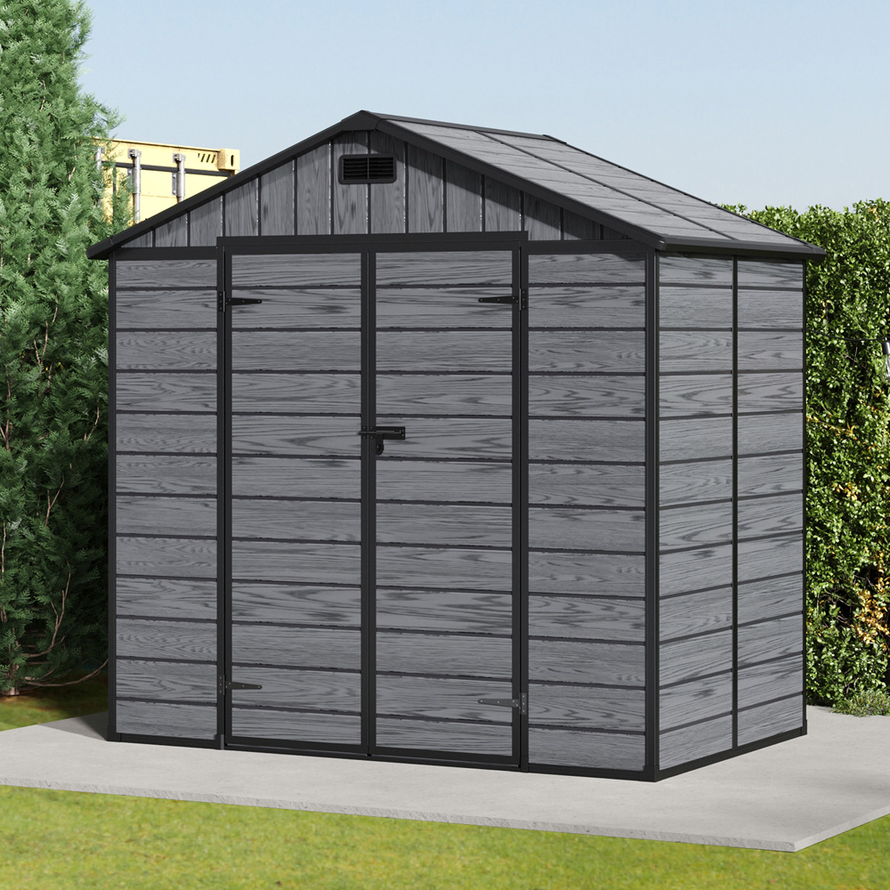 Living and Home 8 x 4ft Grey Garden Apex Roof Tool Shed Image 2