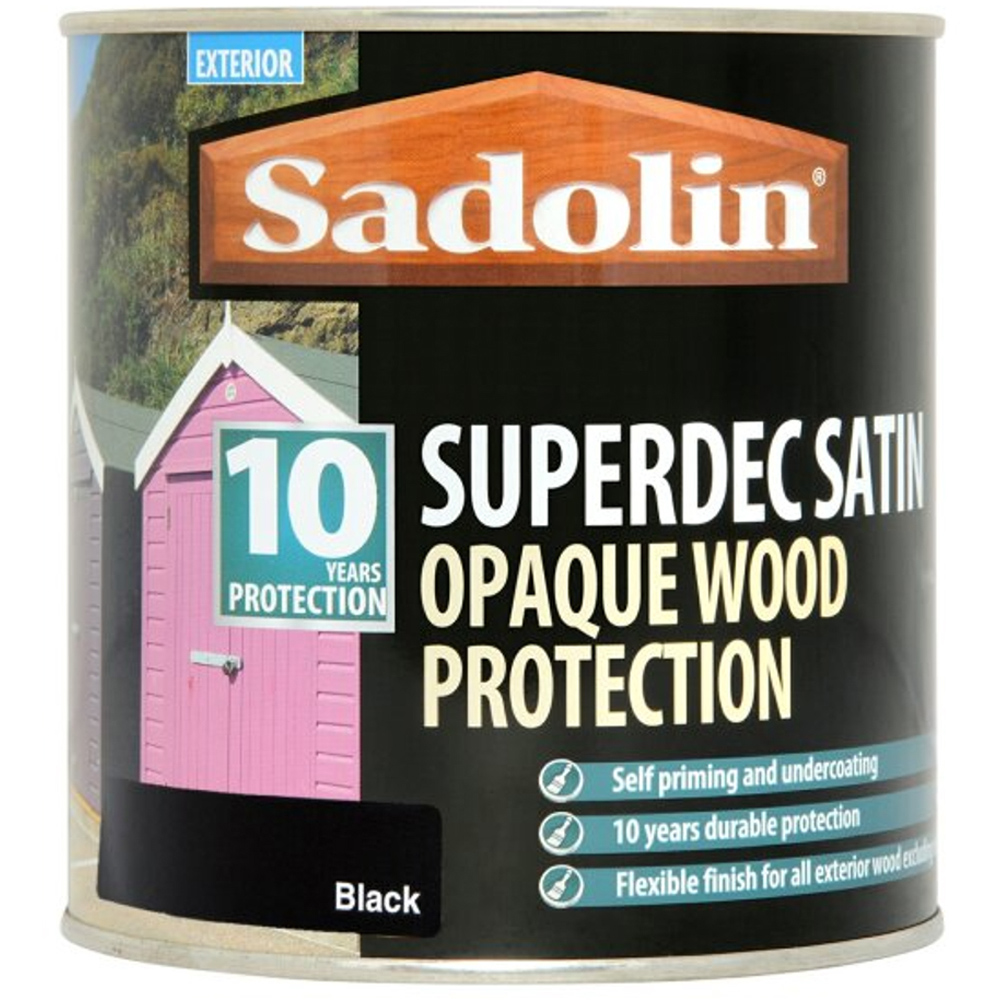 Sadolin Superdec 10 Year Black Satin Finish Exterior Woodstain 1L Image 2