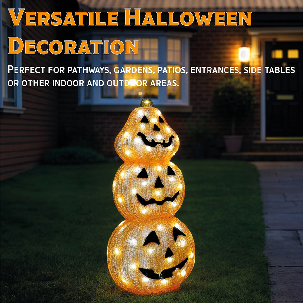 FXLab 80 Bright White LED Acrylic Pumpkin Halloween Decoration 25 x 20 x 60cm Image 6