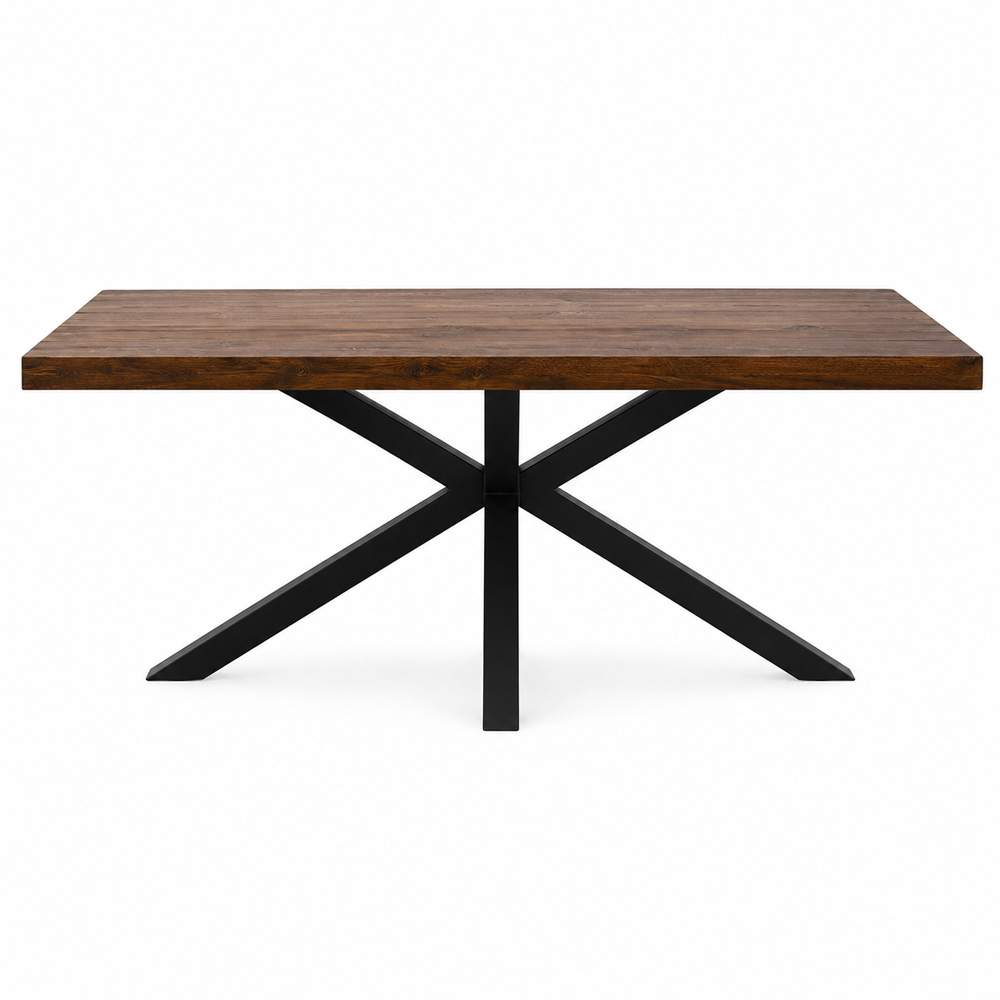 Homebase Sleek and Slender Dark Oak Brown 4 Seater Dining Table with Spider Leg Image 2