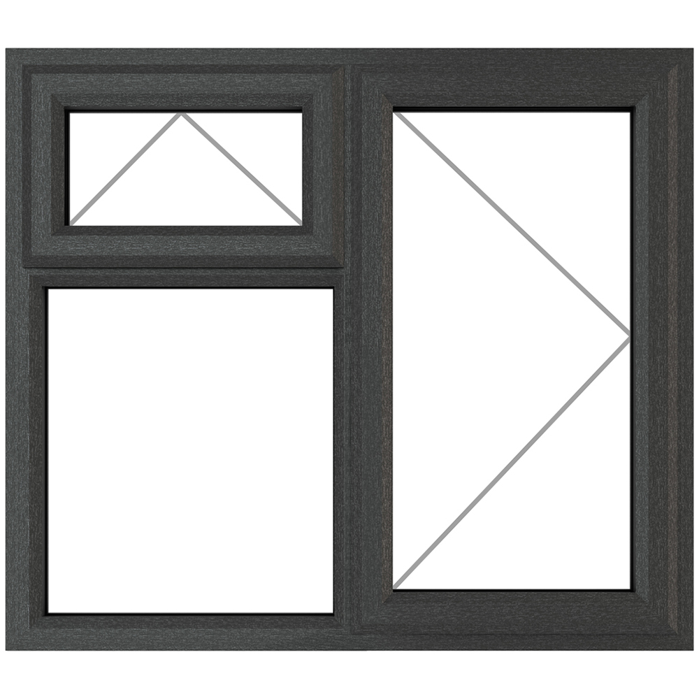 Crystal uPVC Double Glazed Window RH Side Hung and Top Opener Grey White Clear Glass 905x965mm Image 2