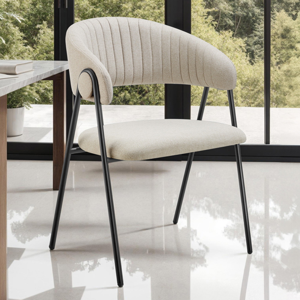 tectake Bedano Set of 4 Greige Dining Chair Image 1