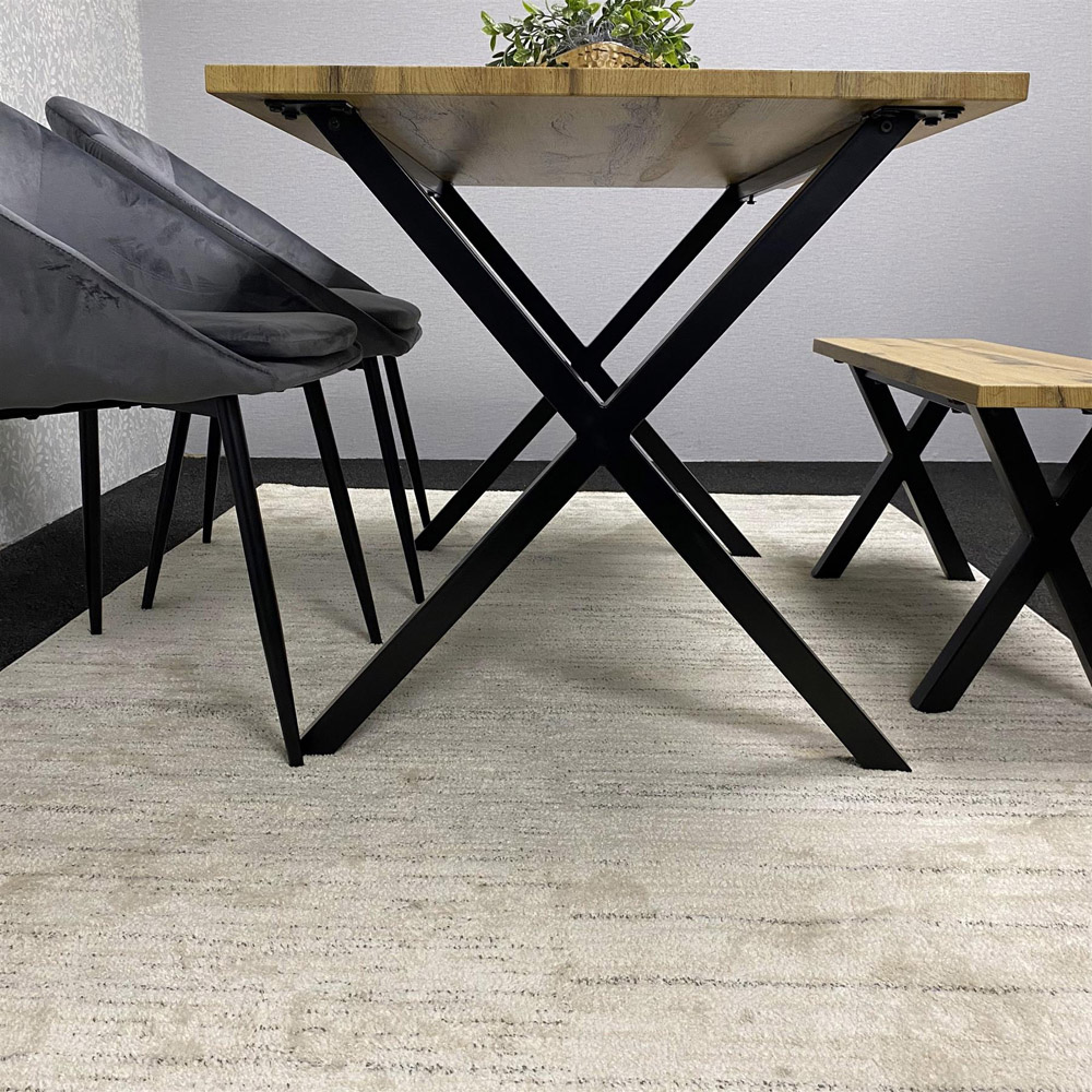 Kosy Koala 4 Seater Grey Velvet Wooden Dining Table Set with Bench Image 4