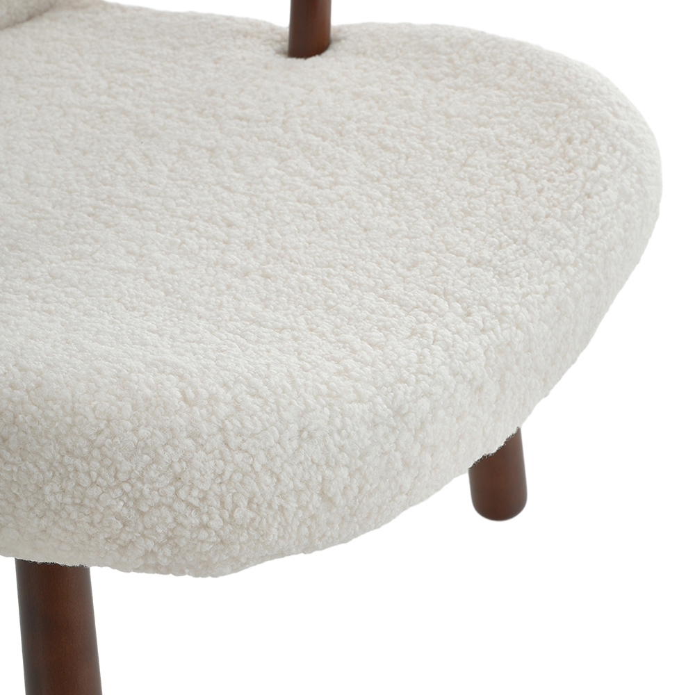 Living and Home White Sherpa Armchair and Footstool Set Image 4