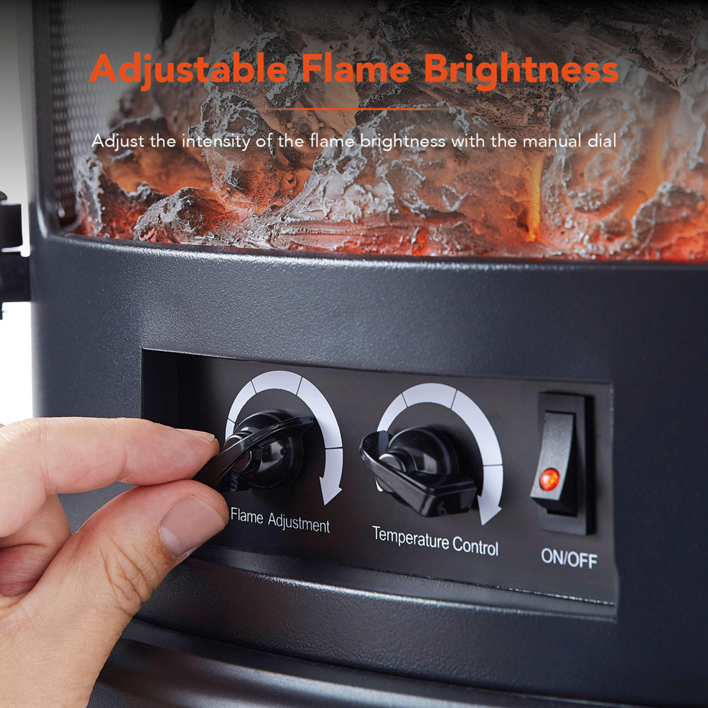 Warmlite Bath Black Stove Fire with Panoramic LED Flame Effect 1800W 11 inch Image 5