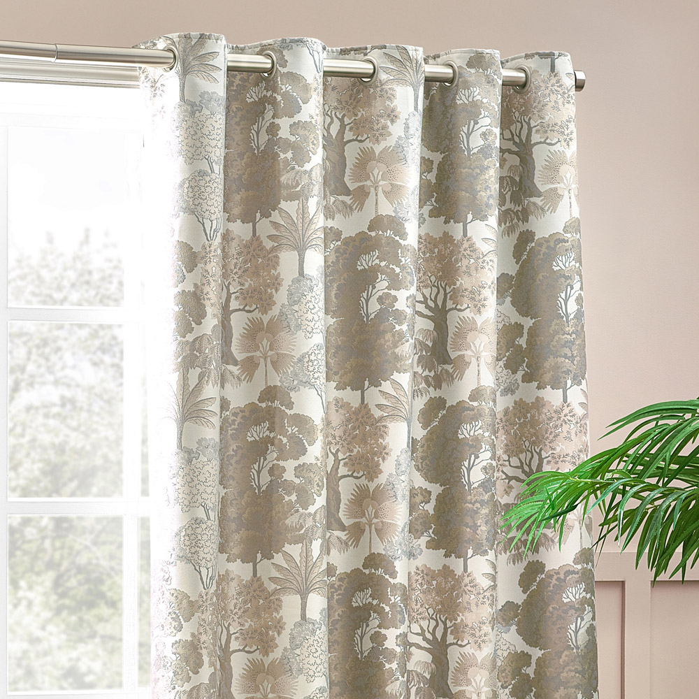 Wylder Natural Woodlands Floral Jacquard Eyelet Curtains 229 x 183cm Image 2