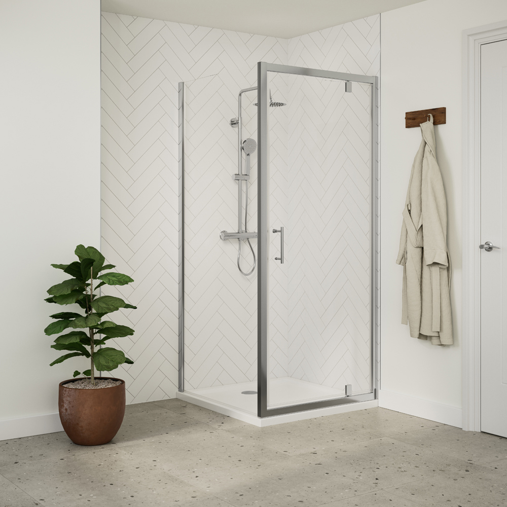 Bathstore Atlantis Chrome Toughened Safety Glass Side Panel 800mm Image 2