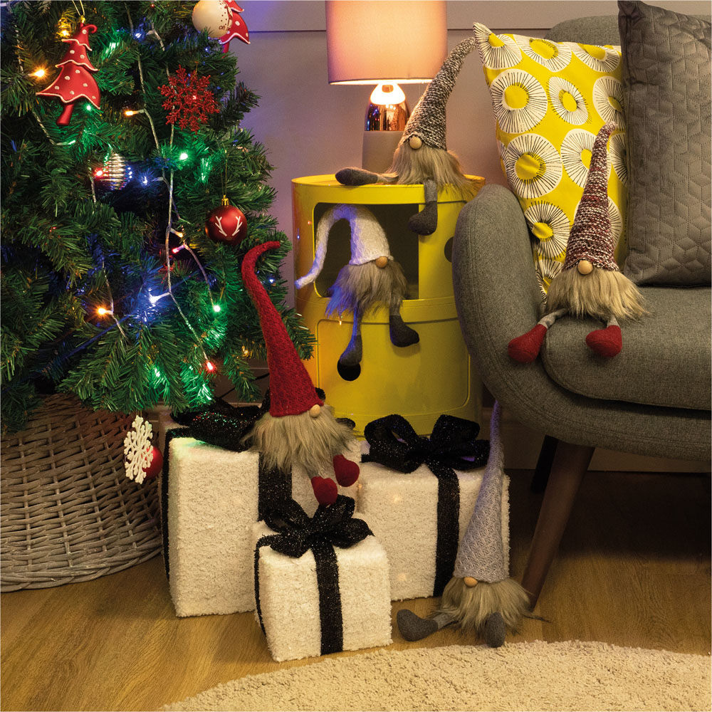 St Helens Grey Hat Fabric Santa Gonk Christmas Decoration Image 7