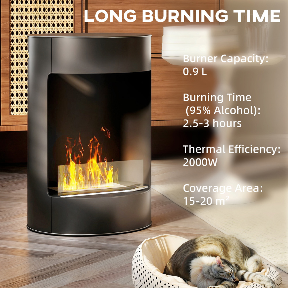 HOMCOM Black Bioethanol Fireplace Stove Image 7