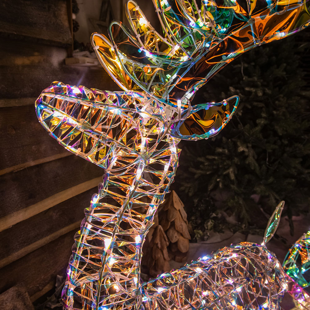 The Christmas Centre 120 LED Pre-Lit Laser Light-Up Reindeer and Sleigh 4ft Image 2