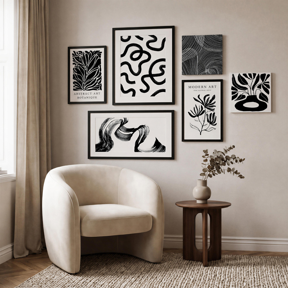 Arthouse 6-in-1 Mono Abstract Canvas Set Image 2