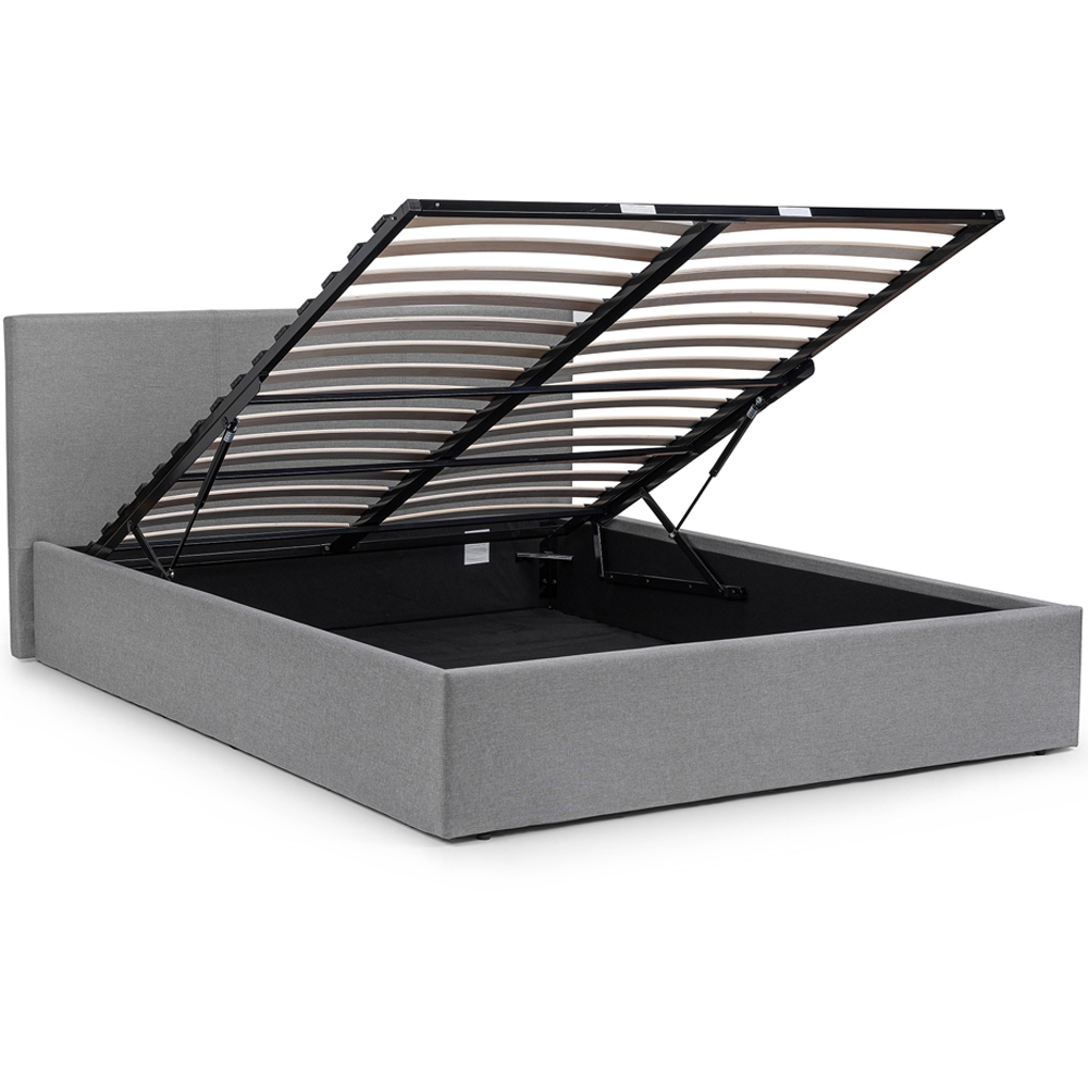 Julian Bowen Rialto King Size Light Grey Linen Lift Up Storage Bed Image 4