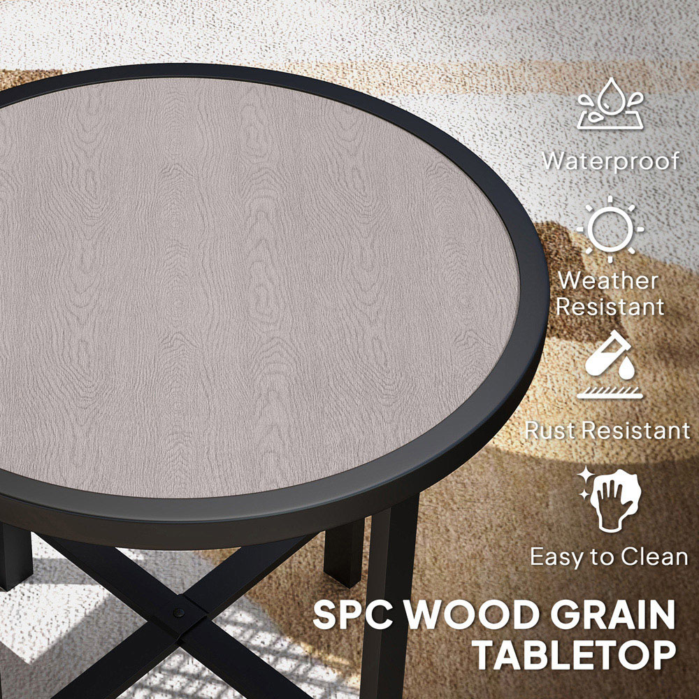 Outsunny Grey Wood Effect SPC Tabletop Round Garden Coffee Table Image 8