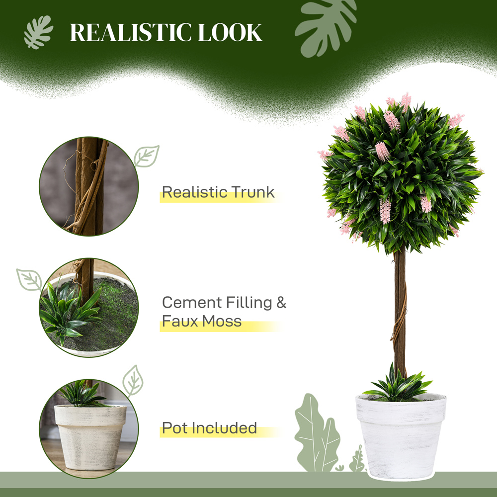 Portland Pink Lavender Flower Potted Artificial Plants Ball Tree 2 Pack Image 8