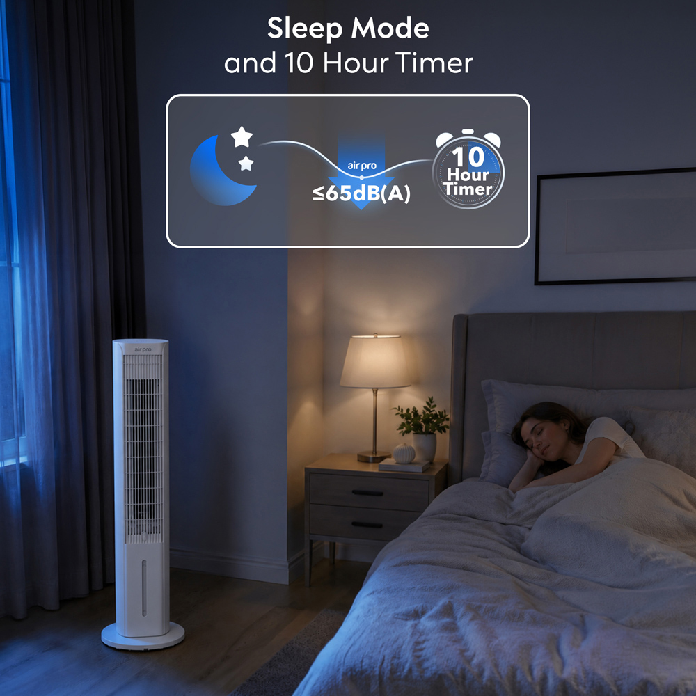 Air Pro 3-in-1 White SmartVoice Evaporative Portable Air Tower Fan with Remote 40 inch Image 6