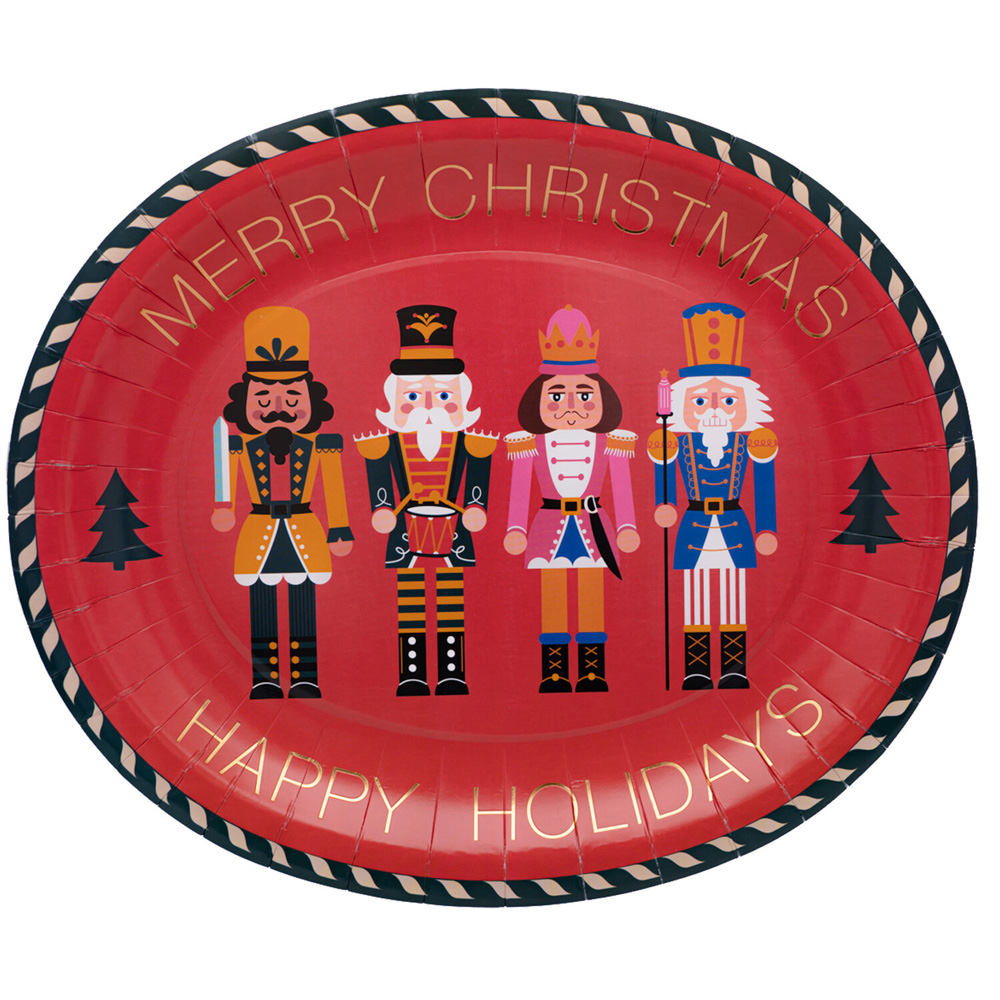 Pack of 8 Nutcracker Oval Paper Plates - Red Image 2