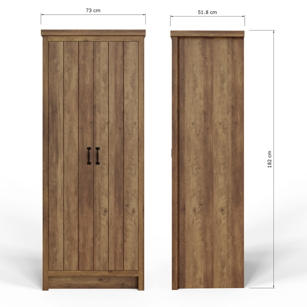GFW Boston 2 Door Knotty Oak Wardrobe Image 9
