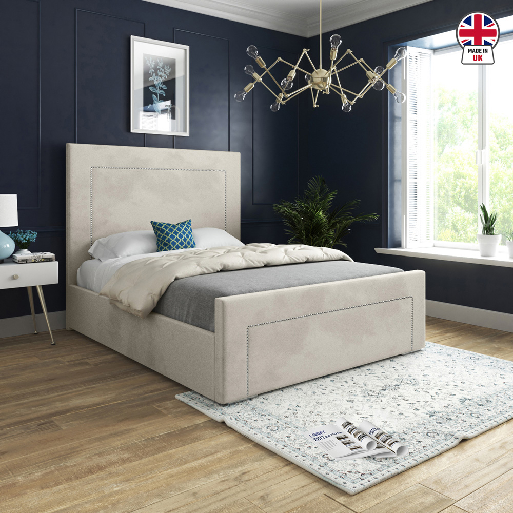 Lucca Silver Small Single Velvet Upholstered Bed Frame with High Headboard Image 6