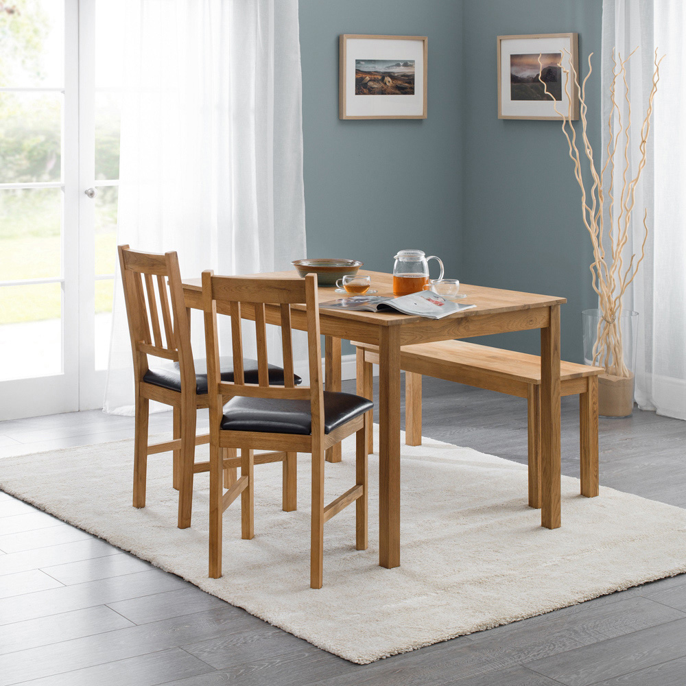 Julian Bowen Coxmoor 4 Seater Oak Rectangular Table Bench Set Image 6