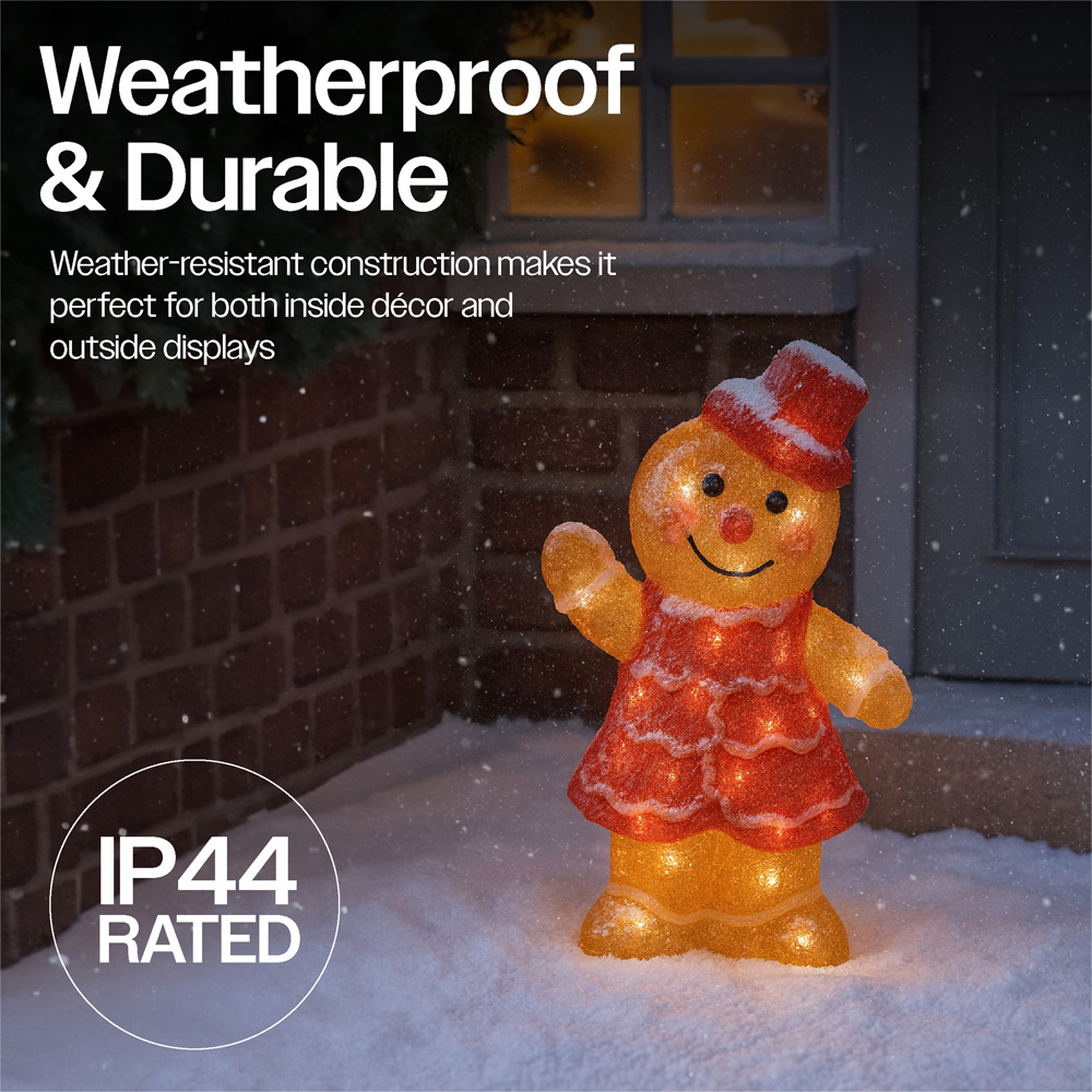 Xmas Haus 30 Warm White LED Acrylic Gingerbread Lady 30cm Image 4