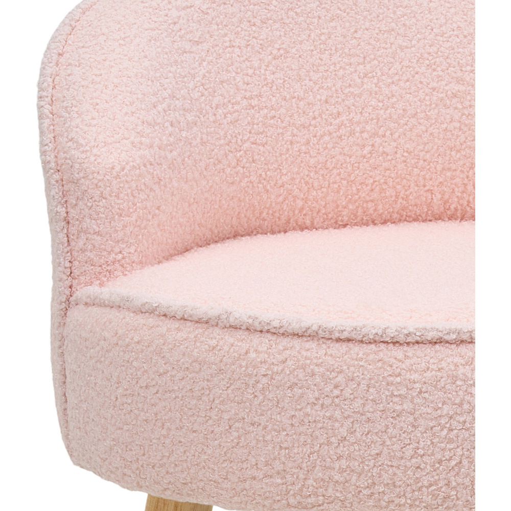 Living and Home Pink Teddy Fleece Low Backrest Vanity Stool Image 5