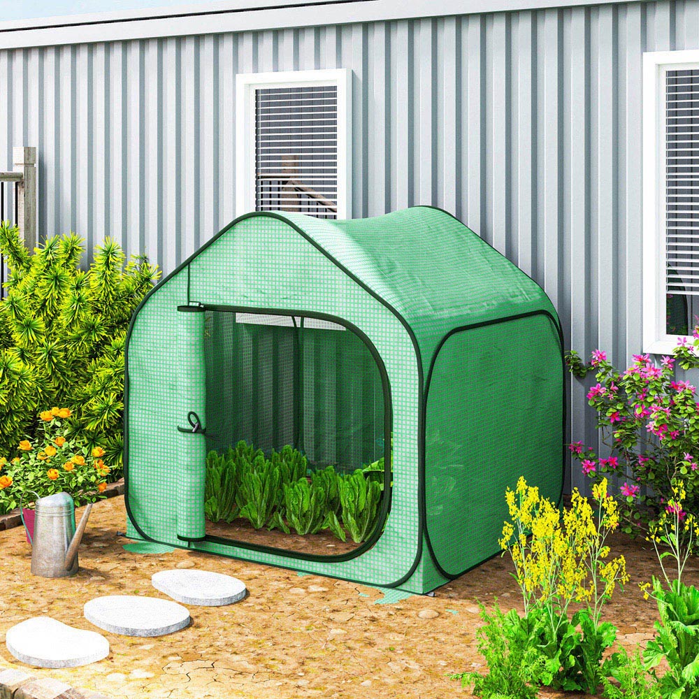 Outsunny Green PE Cover 4.9 x 4.8ft Mini Pop Up Greenhouse with Zipper Door Image 4