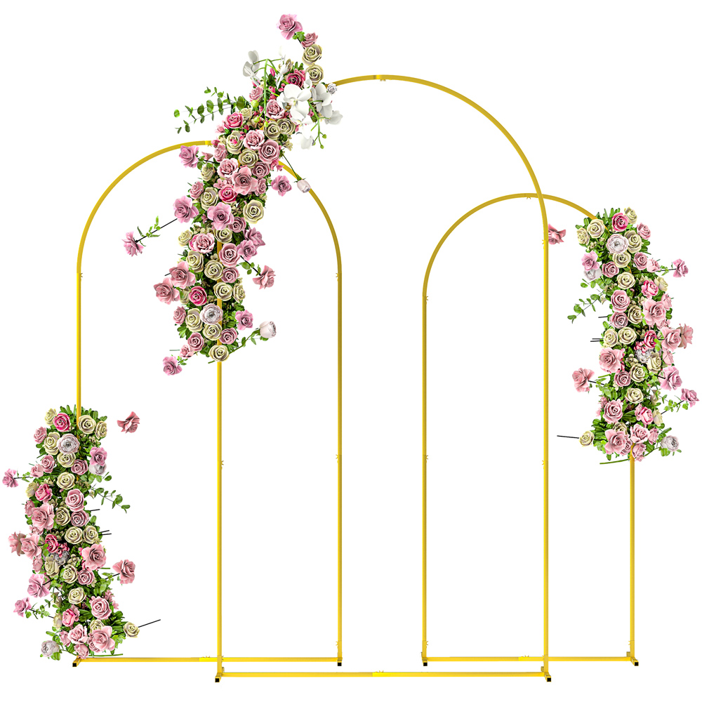 Outsunny Gold Tone Wedding Backdrop Arch Frame Stand Set Image 3