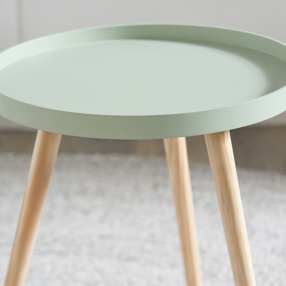 Pacific Lifestyle Halston Sage Green Wood Veneer and Natural Pine Wood Side Table Image 3