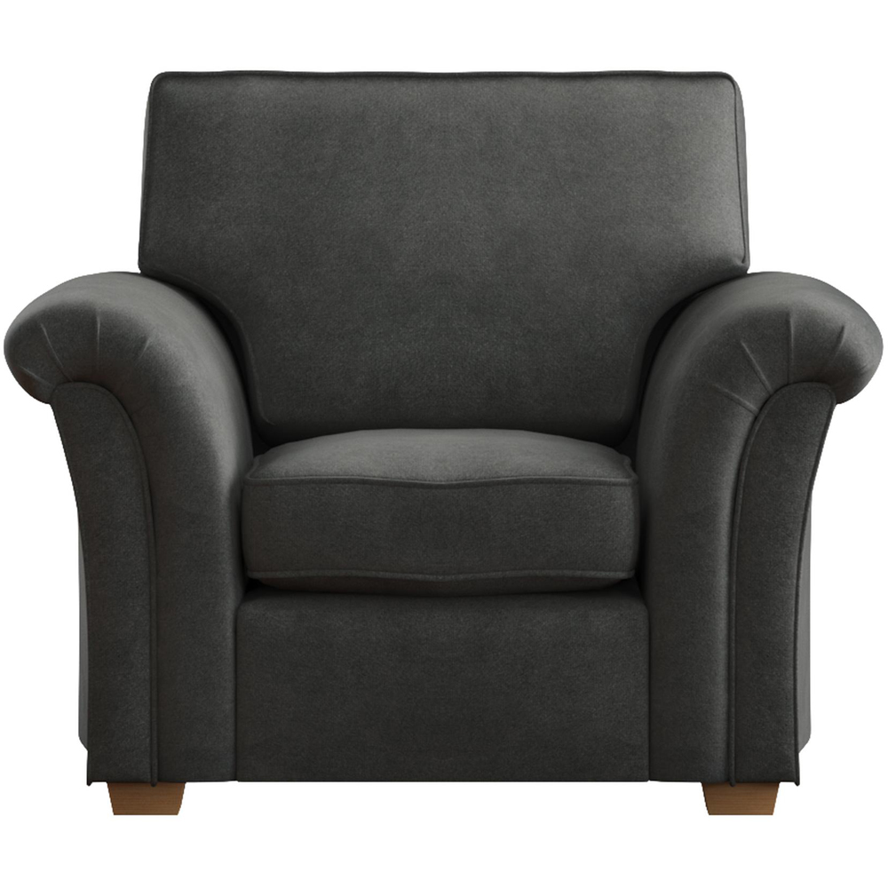 Castleacre Steel Plush Velvet Fixed Back Armchair Image 3