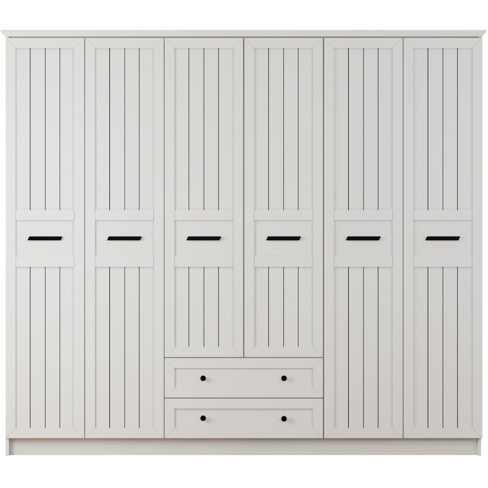 Evu VIENNA XL 6 Doors 2 Drawers White Wardrobe Image 3
