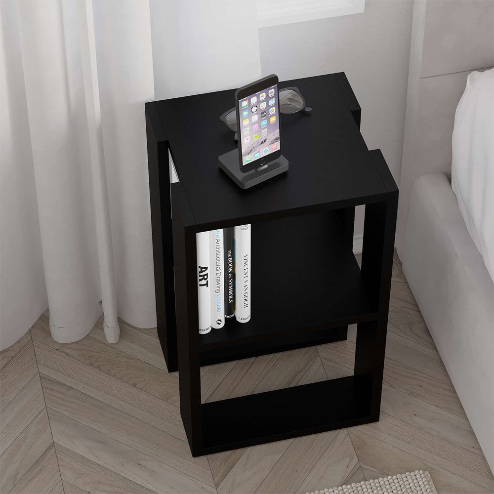 Decortie Lonie Black Bute Bedside Table Image 3