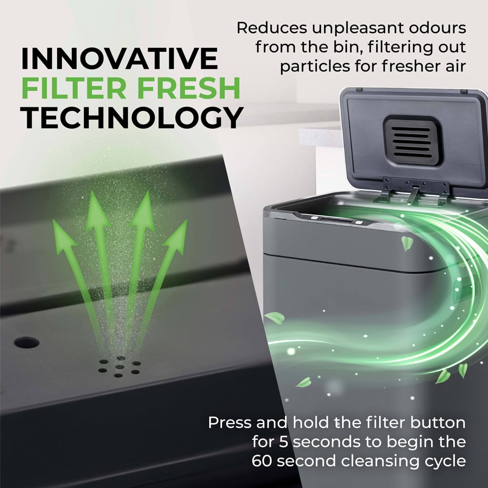 Tower Ozone Grey Sensor Bin 65L Image 6