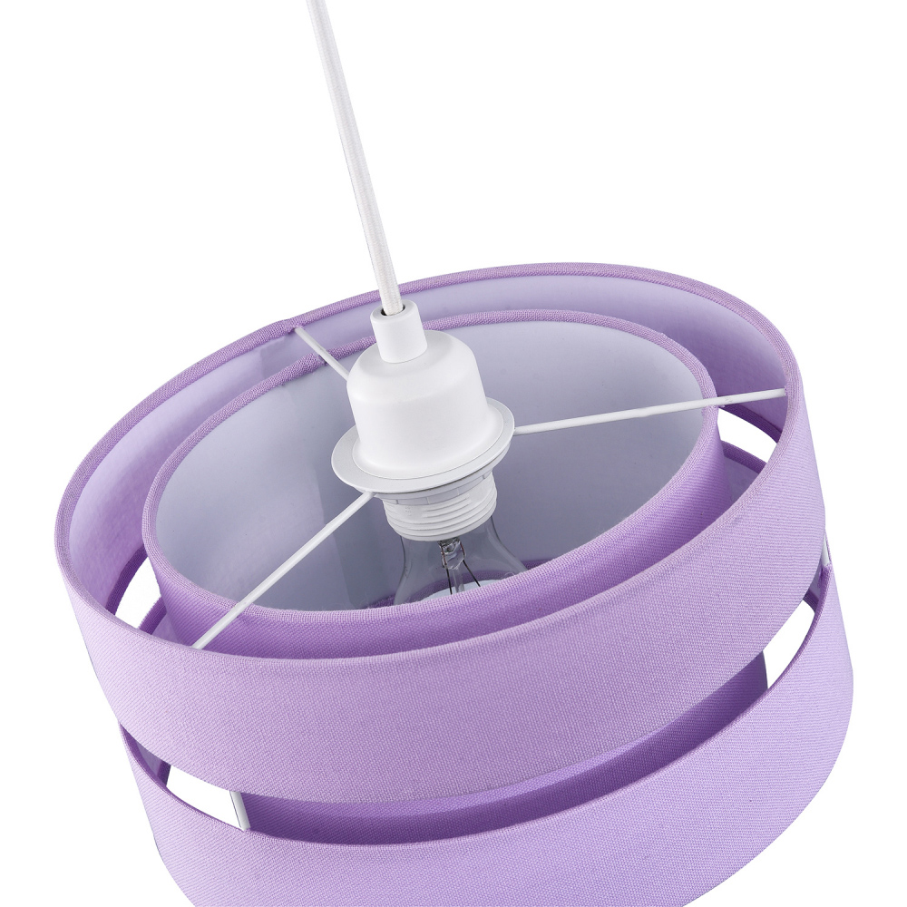 Happy Homewares 3 Tier Lilac Linen Fabric Pendant Shade Image 5
