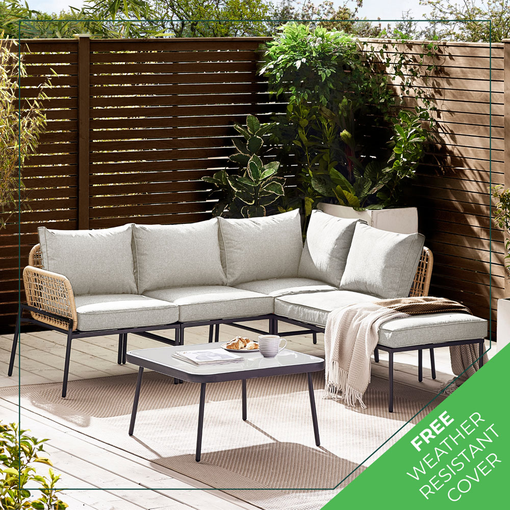 Furniturebox Asia 5 Seater Beige Rattan Sofa Lounge Set Image 8