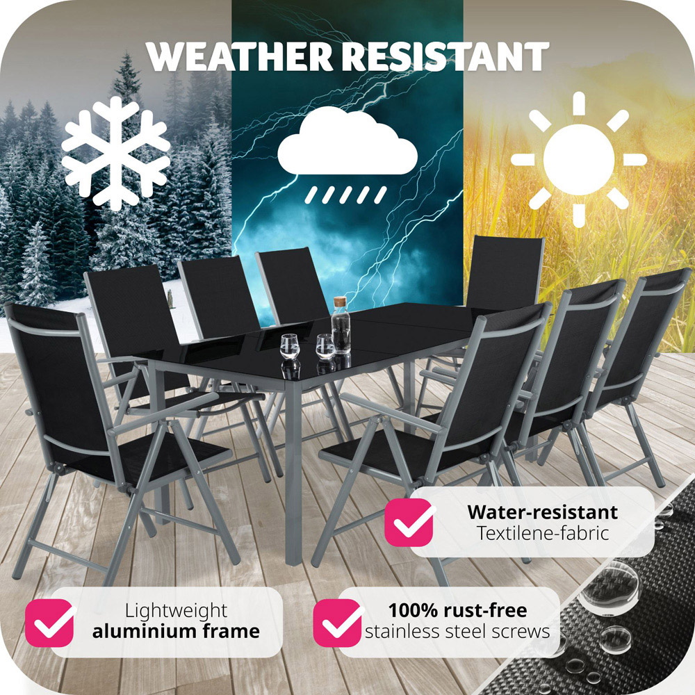 tectake Pompeii 8 Seater Adjustable Garden Dining Table Set Anthracite Image 7