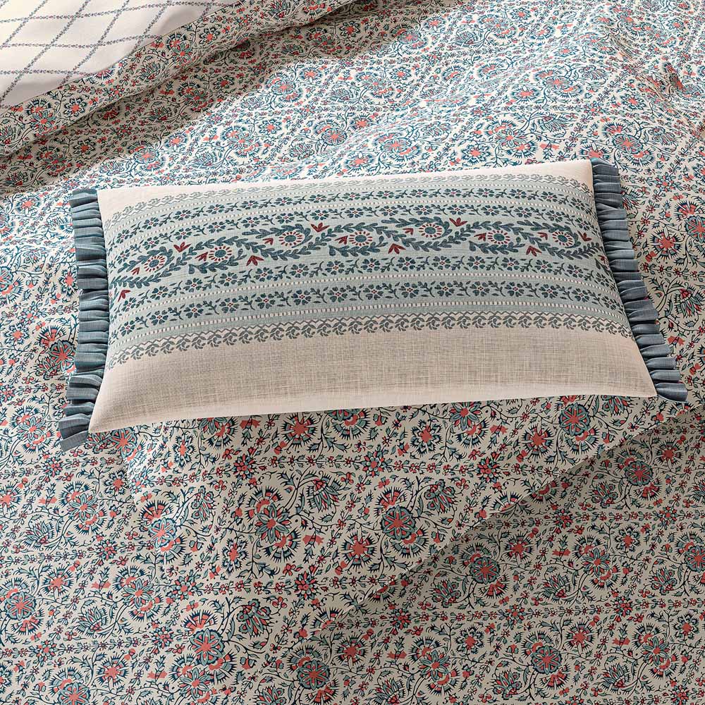 V&A Opulent Stripe Red and Teal Cushion 60 x 40cm Image 2