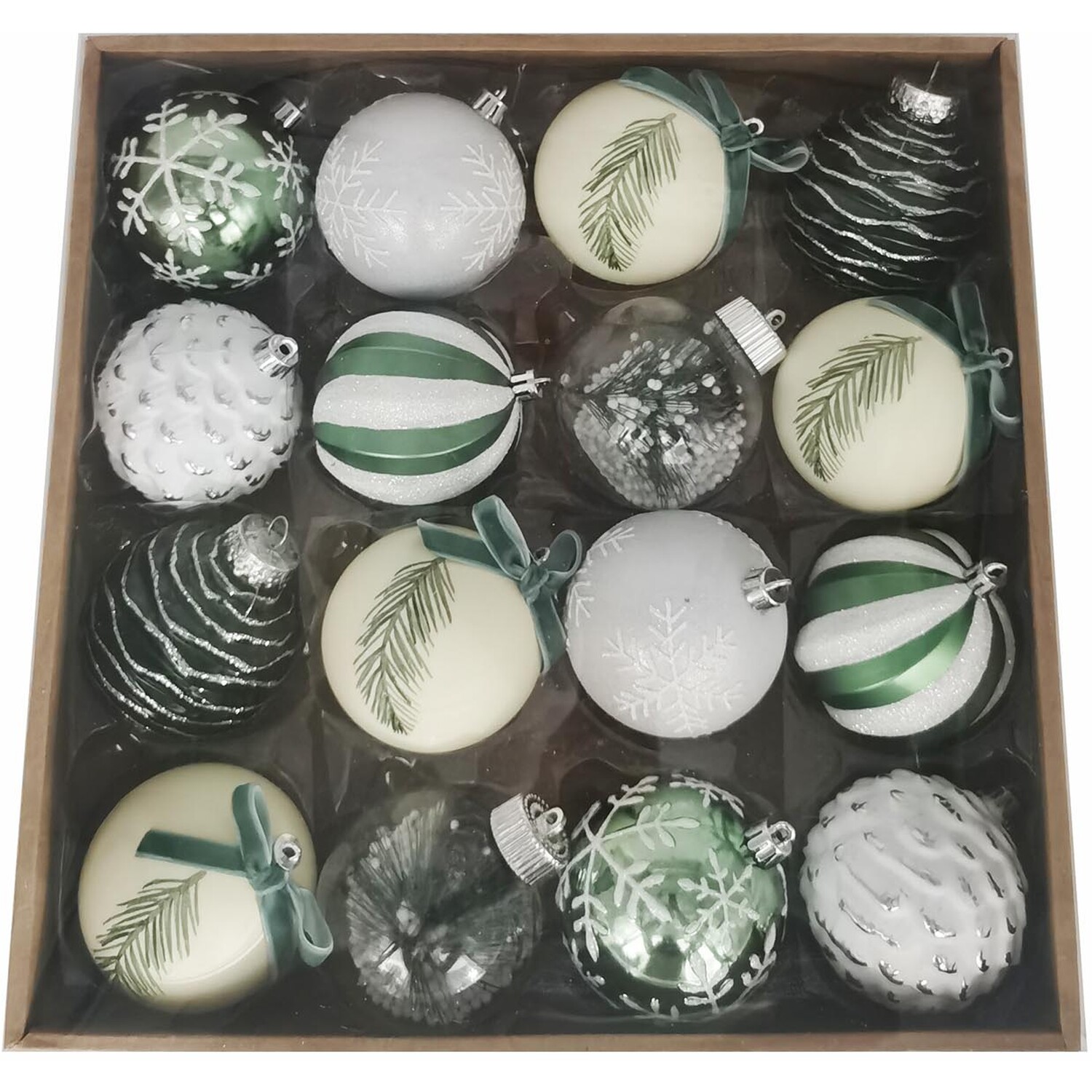 Mistletoe Cottage Green Baubles 16 Pack Image