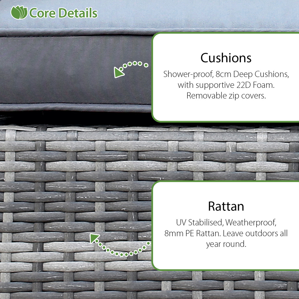Oseasons Windsor 4 Seater Rattan Dining Set with Firepit Mixed Grey  Image 3