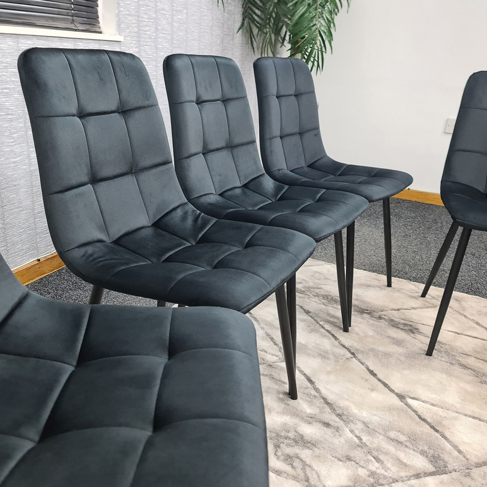 Denver Set of 4 Black Velvet Dining Chairs Image 5